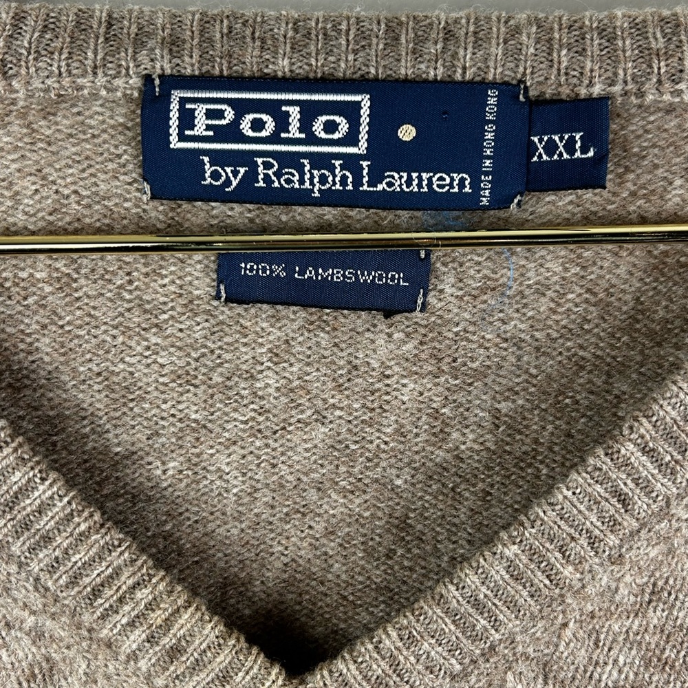 Polo Ralph Lauren Men's Lambswool V Neck Sweater Beige Size XXL - Picture 7 of 8